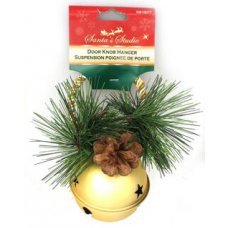 Χριστουγεννιάτικο Μεταλλικό Κουδουνάκι Χρυσό με Κουκουνάρι και Πευκοβελόνες (16cm) 